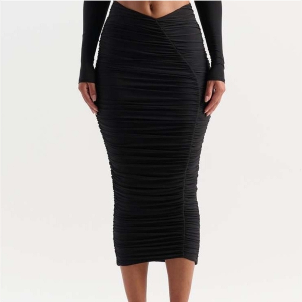 naked wardrobe Black Ruched Midi Skirt - Picture 11 of 11